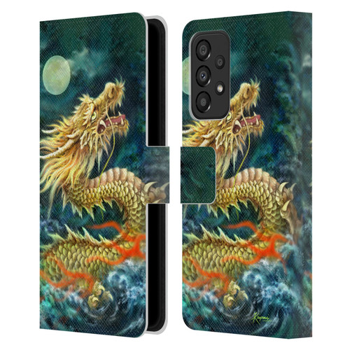 Kayomi Harai Animals And Fantasy Asian Dragon In The Moon Leather Book Wallet Case Cover For Samsung Galaxy A33 5G (2022)