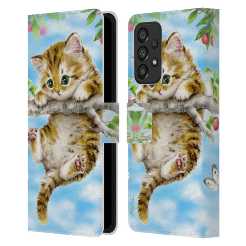 Kayomi Harai Animals And Fantasy Cherry Tree Kitten Leather Book Wallet Case Cover For Samsung Galaxy A33 5G (2022)