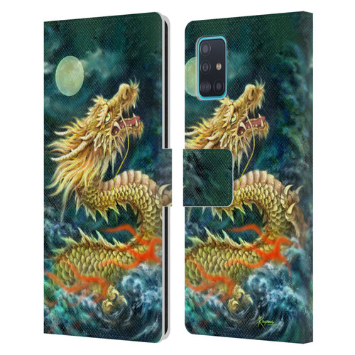 Kayomi Harai Animals And Fantasy Asian Dragon In The Moon Leather Book Wallet Case Cover For Samsung Galaxy A51 (2019)