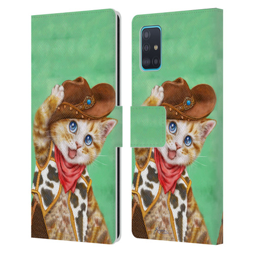 Kayomi Harai Animals And Fantasy Cowboy Kitten Leather Book Wallet Case Cover For Samsung Galaxy A51 (2019)