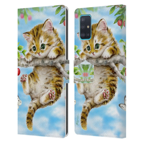 Kayomi Harai Animals And Fantasy Cherry Tree Kitten Leather Book Wallet Case Cover For Samsung Galaxy A51 (2019)