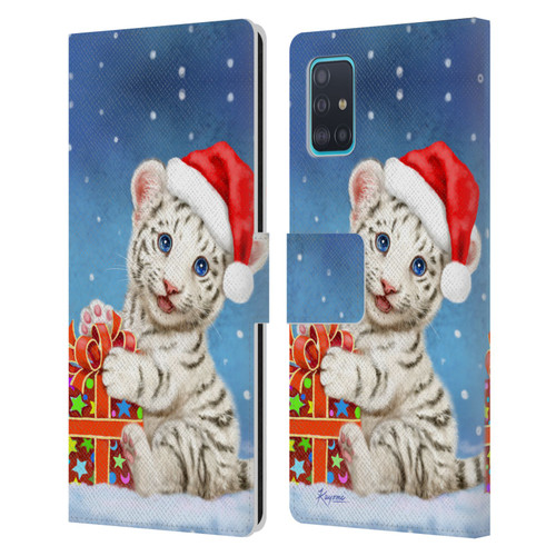 Kayomi Harai Animals And Fantasy White Tiger Christmas Gift Leather Book Wallet Case Cover For Samsung Galaxy A51 (2019)