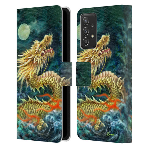 Kayomi Harai Animals And Fantasy Asian Dragon In The Moon Leather Book Wallet Case Cover For Samsung Galaxy A52 / A52s / 5G (2021)