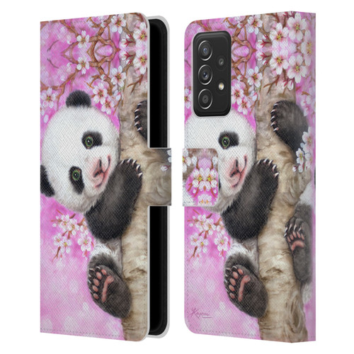 Kayomi Harai Animals And Fantasy Cherry Blossom Panda Leather Book Wallet Case Cover For Samsung Galaxy A52 / A52s / 5G (2021)