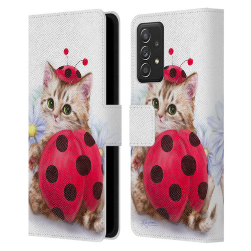 Kayomi Harai Animals And Fantasy Kitten Cat Lady Bug Leather Book Wallet Case Cover For Samsung Galaxy A52 / A52s / 5G (2021)