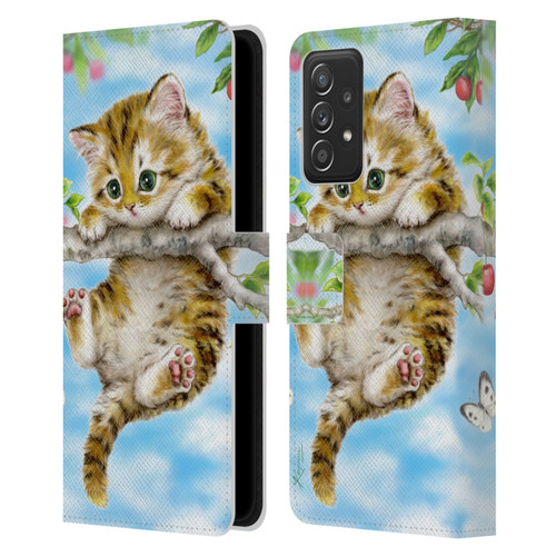 Kayomi Harai Animals And Fantasy Cherry Tree Kitten Leather Book Wallet Case Cover For Samsung Galaxy A53 5G (2022)