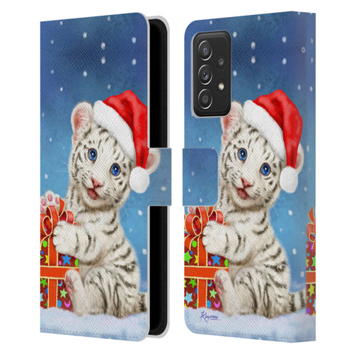 Kayomi Harai Animals And Fantasy White Tiger Christmas Gift Leather Book Wallet Case Cover For Samsung Galaxy A53 5G (2022)
