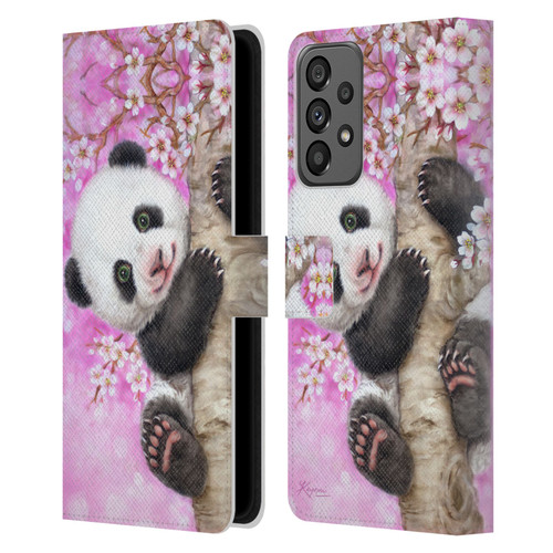 Kayomi Harai Animals And Fantasy Cherry Blossom Panda Leather Book Wallet Case Cover For Samsung Galaxy A73 5G (2022)