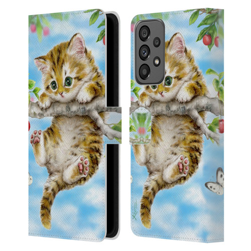 Kayomi Harai Animals And Fantasy Cherry Tree Kitten Leather Book Wallet Case Cover For Samsung Galaxy A73 5G (2022)
