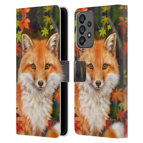 Kayomi Harai Animals And Fantasy Fox With Autumn Leaves Leather Book Wallet Case Cover For Samsung Galaxy A73 5G (2022)