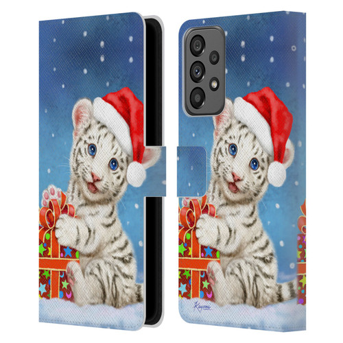 Kayomi Harai Animals And Fantasy White Tiger Christmas Gift Leather Book Wallet Case Cover For Samsung Galaxy A73 5G (2022)