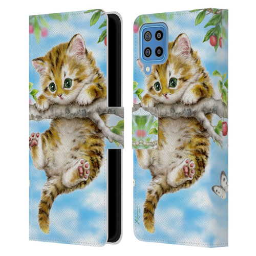 Kayomi Harai Animals And Fantasy Cherry Tree Kitten Leather Book Wallet Case Cover For Samsung Galaxy F22 (2021)