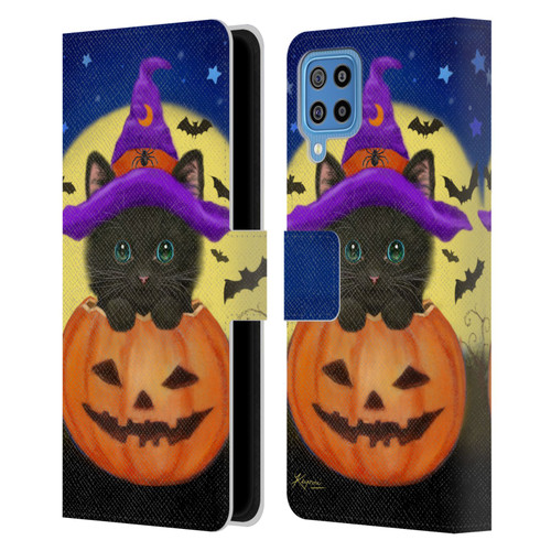 Kayomi Harai Animals And Fantasy Halloween With Cat Leather Book Wallet Case Cover For Samsung Galaxy F22 (2021)