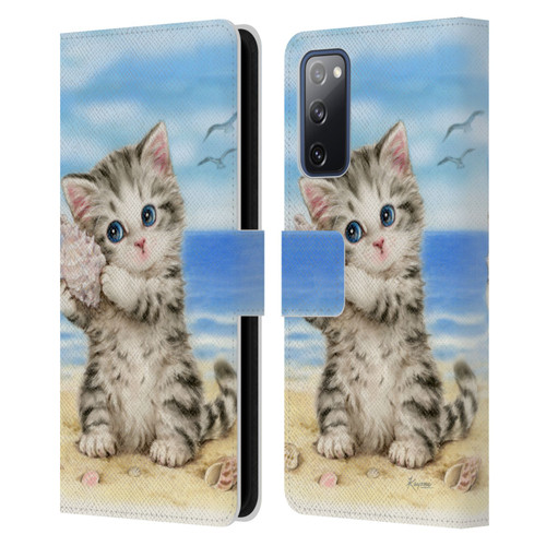 Kayomi Harai Animals And Fantasy Seashell Kitten At Beach Leather Book Wallet Case Cover For Samsung Galaxy S20 FE / 5G