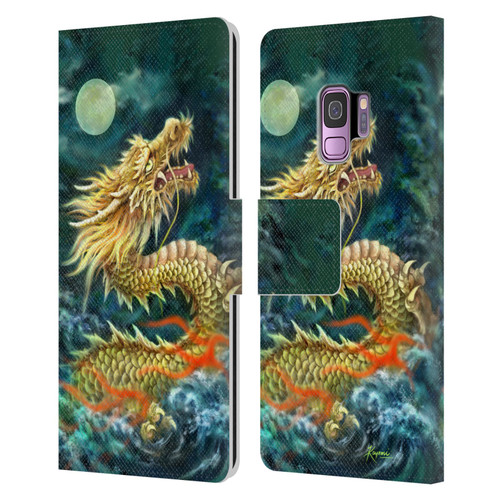 Kayomi Harai Animals And Fantasy Asian Dragon In The Moon Leather Book Wallet Case Cover For Samsung Galaxy S9
