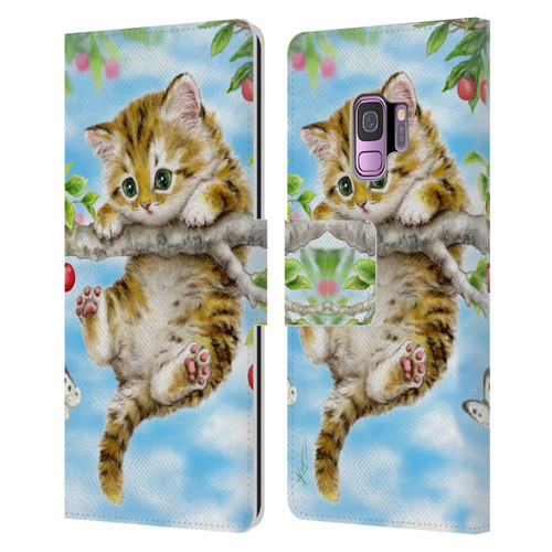 Kayomi Harai Animals And Fantasy Cherry Tree Kitten Leather Book Wallet Case Cover For Samsung Galaxy S9