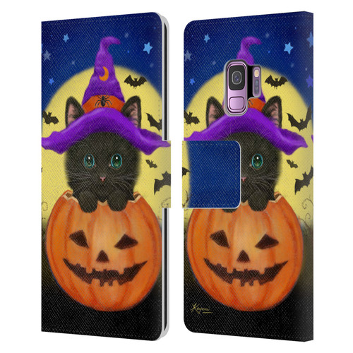 Kayomi Harai Animals And Fantasy Halloween With Cat Leather Book Wallet Case Cover For Samsung Galaxy S9