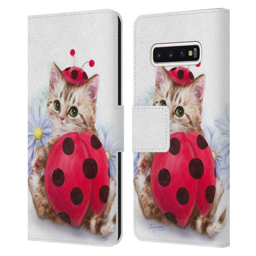 Kayomi Harai Animals And Fantasy Kitten Cat Lady Bug Leather Book Wallet Case Cover For Samsung Galaxy S10