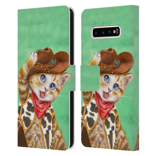 Kayomi Harai Animals And Fantasy Cowboy Kitten Leather Book Wallet Case Cover For Samsung Galaxy S10+ / S10 Plus