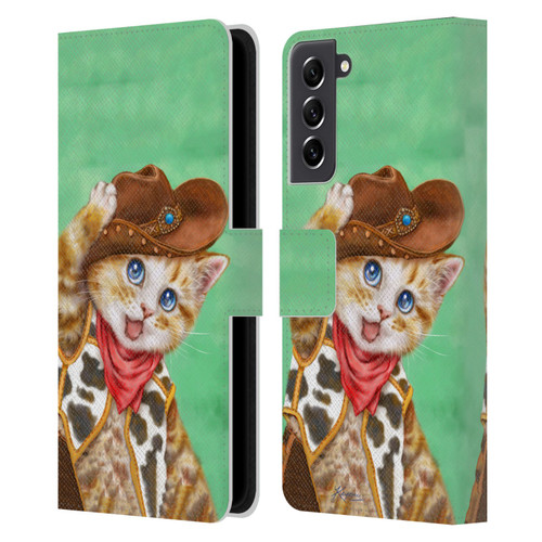 Kayomi Harai Animals And Fantasy Cowboy Kitten Leather Book Wallet Case Cover For Samsung Galaxy S21 FE 5G