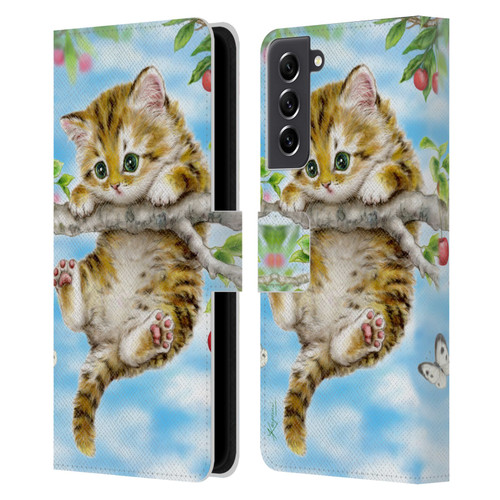 Kayomi Harai Animals And Fantasy Cherry Tree Kitten Leather Book Wallet Case Cover For Samsung Galaxy S21 FE 5G