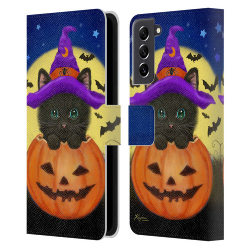 Kayomi Harai Animals And Fantasy Halloween With Cat Leather Book Wallet Case Cover For Samsung Galaxy S21 FE 5G