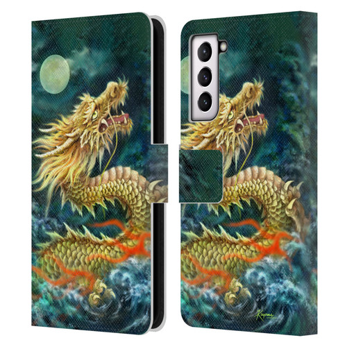 Kayomi Harai Animals And Fantasy Asian Dragon In The Moon Leather Book Wallet Case Cover For Samsung Galaxy S21 5G