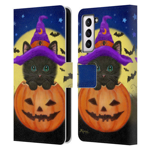 Kayomi Harai Animals And Fantasy Halloween With Cat Leather Book Wallet Case Cover For Samsung Galaxy S21 5G