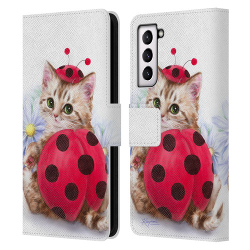 Kayomi Harai Animals And Fantasy Kitten Cat Lady Bug Leather Book Wallet Case Cover For Samsung Galaxy S21 5G