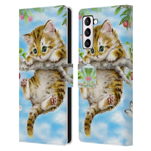 Kayomi Harai Animals And Fantasy Cherry Tree Kitten Leather Book Wallet Case Cover For Samsung Galaxy S21+ 5G