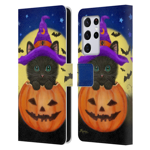 Kayomi Harai Animals And Fantasy Halloween With Cat Leather Book Wallet Case Cover For Samsung Galaxy S21 Ultra 5G