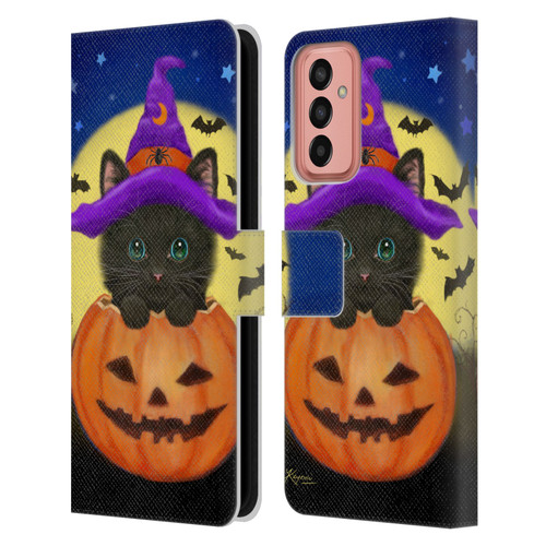 Kayomi Harai Animals And Fantasy Halloween With Cat Leather Book Wallet Case Cover For Samsung Galaxy M13 (2022)