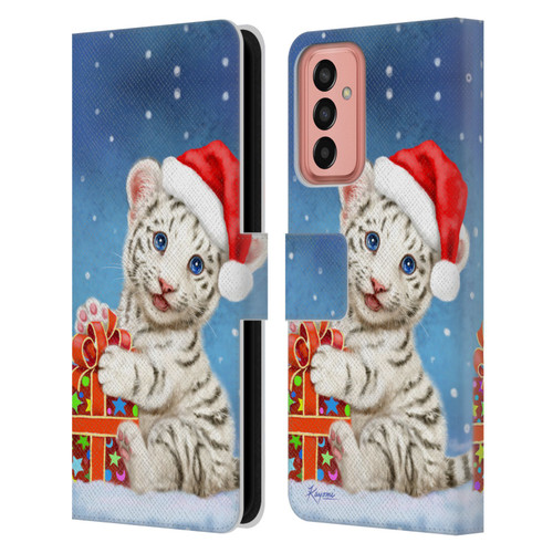 Kayomi Harai Animals And Fantasy White Tiger Christmas Gift Leather Book Wallet Case Cover For Samsung Galaxy M13 (2022)