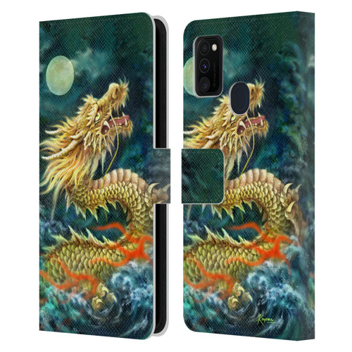 Kayomi Harai Animals And Fantasy Asian Dragon In The Moon Leather Book Wallet Case Cover For Samsung Galaxy M30s (2019)/M21 (2020)