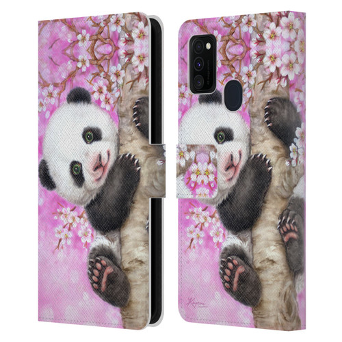 Kayomi Harai Animals And Fantasy Cherry Blossom Panda Leather Book Wallet Case Cover For Samsung Galaxy M30s (2019)/M21 (2020)