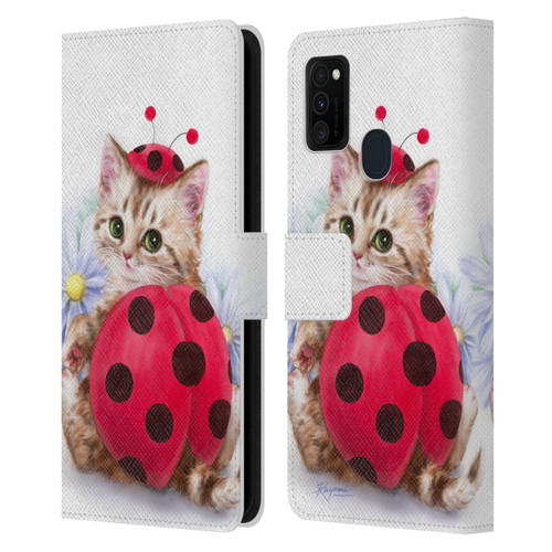 Kayomi Harai Animals And Fantasy Kitten Cat Lady Bug Leather Book Wallet Case Cover For Samsung Galaxy M30s (2019)/M21 (2020)