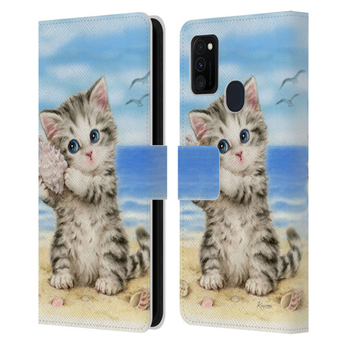 Kayomi Harai Animals And Fantasy Seashell Kitten At Beach Leather Book Wallet Case Cover For Samsung Galaxy M30s (2019)/M21 (2020)