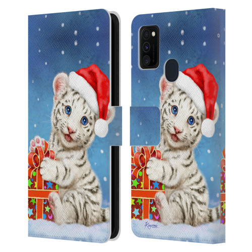 Kayomi Harai Animals And Fantasy White Tiger Christmas Gift Leather Book Wallet Case Cover For Samsung Galaxy M30s (2019)/M21 (2020)