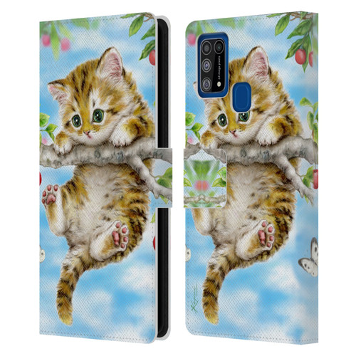 Kayomi Harai Animals And Fantasy Cherry Tree Kitten Leather Book Wallet Case Cover For Samsung Galaxy M31 (2020)