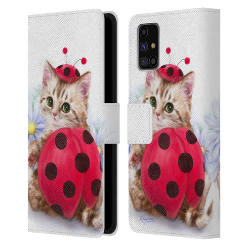 Kayomi Harai Animals And Fantasy Kitten Cat Lady Bug Leather Book Wallet Case Cover For Samsung Galaxy M31s (2020)