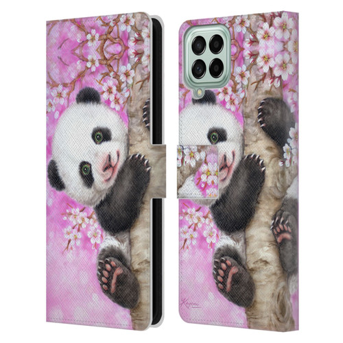 Kayomi Harai Animals And Fantasy Cherry Blossom Panda Leather Book Wallet Case Cover For Samsung Galaxy M33 (2022)