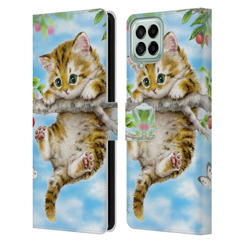Kayomi Harai Animals And Fantasy Cherry Tree Kitten Leather Book Wallet Case Cover For Samsung Galaxy M33 (2022)