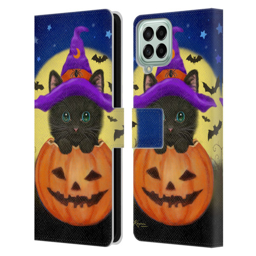 Kayomi Harai Animals And Fantasy Halloween With Cat Leather Book Wallet Case Cover For Samsung Galaxy M33 (2022)