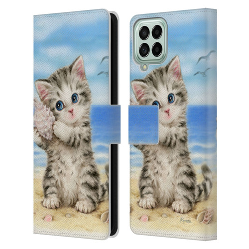 Kayomi Harai Animals And Fantasy Seashell Kitten At Beach Leather Book Wallet Case Cover For Samsung Galaxy M33 (2022)