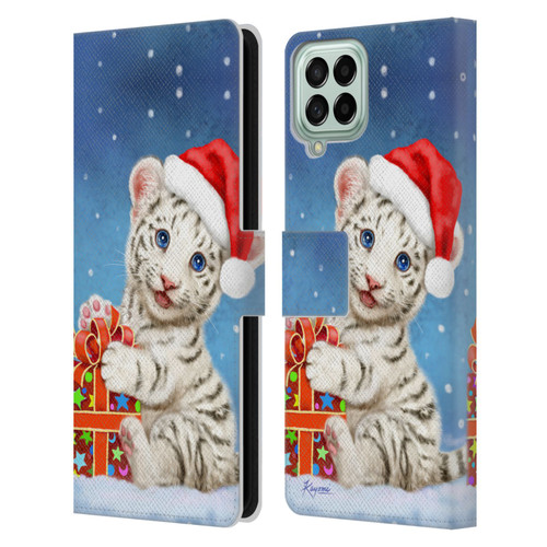 Kayomi Harai Animals And Fantasy White Tiger Christmas Gift Leather Book Wallet Case Cover For Samsung Galaxy M33 (2022)
