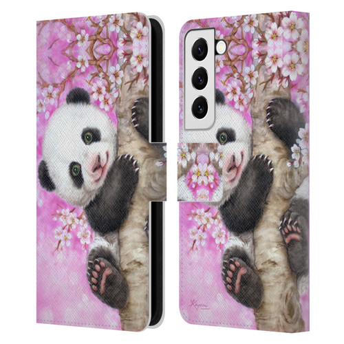 Kayomi Harai Animals And Fantasy Cherry Blossom Panda Leather Book Wallet Case Cover For Samsung Galaxy S22 5G