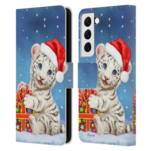 Kayomi Harai Animals And Fantasy White Tiger Christmas Gift Leather Book Wallet Case Cover For Samsung Galaxy S22 5G