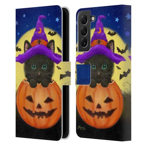 Kayomi Harai Animals And Fantasy Halloween With Cat Leather Book Wallet Case Cover For Samsung Galaxy S22+ 5G