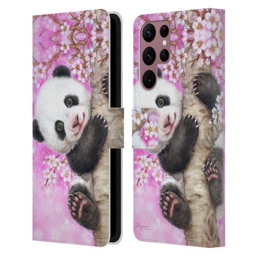 Kayomi Harai Animals And Fantasy Cherry Blossom Panda Leather Book Wallet Case Cover For Samsung Galaxy S22 Ultra 5G