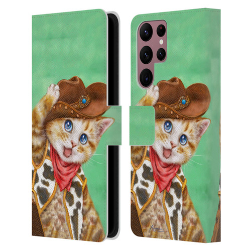 Kayomi Harai Animals And Fantasy Cowboy Kitten Leather Book Wallet Case Cover For Samsung Galaxy S22 Ultra 5G